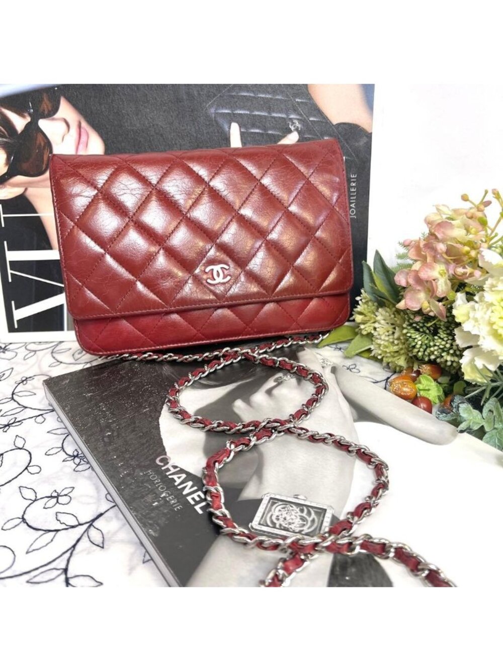 Chanel Chain Wallet Quilted Deep